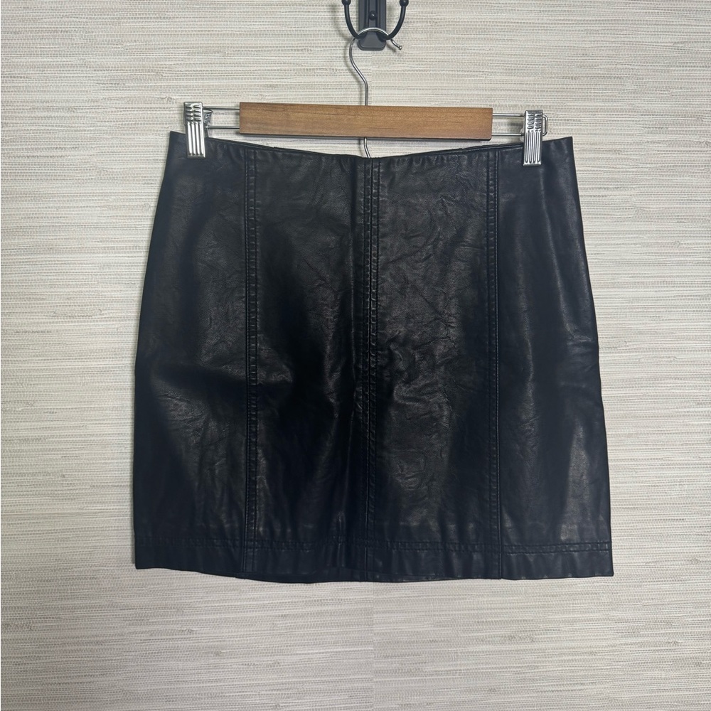 Black Faux Leather Free People Mini Skirt Size 6